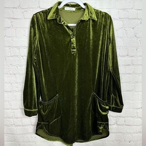 R. Vivimos green‎ long sleeve velour dress, sz S 4/6, GUC